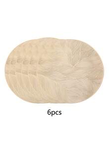 4/6/8pcs Gold Round Minimalist PVC Placemats, Washable, Easy To Clean, Wipe-Clean, Non-Slip, Heat-Resistant, Holiday Wedding Party Dining Table Decor - Gold - View 8