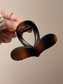 2个/1个女士纯色弧形发爪夹，心形优雅鲨鱼夹，时尚百搭，简约风格，纯色发爪夹，适合日常、休闲、派对、海滩、度假、发型设计、洗脸/洗头、化妆、服装配饰，秋冬春夏通用发夹