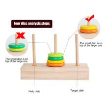 Wooden Tower Of Hanoi With 10 Levels - Montessori Puzzle Game With Rainbow Stacking Blocks, Ideal Gift To Develop Logic, From 5 Years Old.