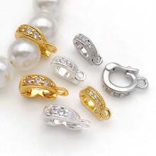 2 chiếc khóa cài dạng hạt đính đá Zirconia mạ vàng 18K bằng đồng thau, khóa cài lò xo, kẹp cài dùng để làm trang sức DIY, phụ kiện vòng tay, dây chuyền và mặt dây chuyền. - Nhiều màu - Xem 3