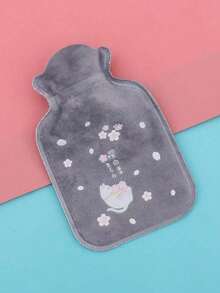 1pc Cute Cartoon Animal Flocked Large Heating Pad, Refillable, Anti-Explosion, Anti-Leakage, Can Be Used For Hand Warmer And Belly Warmer, Soft And Warm Water Bottle - Multicolor - View 3