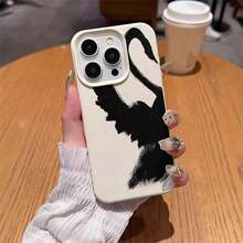1个TPU材质水墨黑天鹅剪影图案手机壳，兼容 17 Pro Max/17/16 Pro Max/15/13/12/11、S20 FE/A15/S24/A55、Redmi Note 11/Note 12/Note 13 Pro，全包防摔软壳保护套 - 白色 - 查看 4
