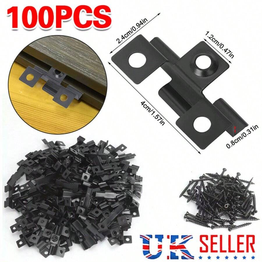 X100 Composite Decking 3mm Hidden Fixing Fasteners Stainless Clips+ Screw - one-size - View 1