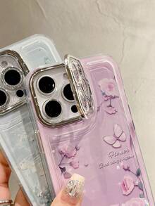 Flowing Bubble Flower Lens Holder Phone Case Compatible With IPhone 16 15 14 13 12 - Pink - View 2