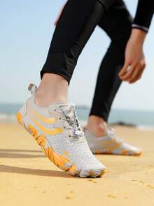 Nouvelles chaussures de randonnée outdoor, chaussures de surf et de plongée, chaussures à cinq doigts respirantes, chaussures de gué, chaussures de course amphibies pour la plage, chaussures de fitness à semelle souple pour l'intérieur et à semelle dure pour le sport, chaussures de corde à sauter silencieuses et antidérapantes, chaussures de course à semelle amortissante, chaussures de training décontracté et de yoga pour femmes - Gris Orange - Voir 4