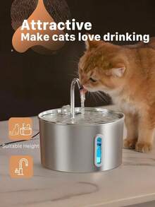 108oz Stainless Steel Pet Water Fountain - Quiet USB-Powered Automatic Circulating Dispenser For Cats & 2.2LGal Dog Water Fountain For Large Dog, Dog Water Bowl Dispenser Pet Water Fountain, Water Dispenser For  With Ultra Quiet Pump For Multiple Pets ,Automatic Pet Water Fountain, 2.2L Stainless Steel Circulating Water Dispenser With Filter, Encourages Cats &  To Drink More,[US Local Warehouse] - 1公升 - 查看 9