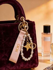 Dior Keychain Christmas Gift Bag Charm Phone Charm Themed Red Keychain Unisex Featuring The Classic CD Logo And Delicate Lucky Five-Pointed Star - Gold - View 7