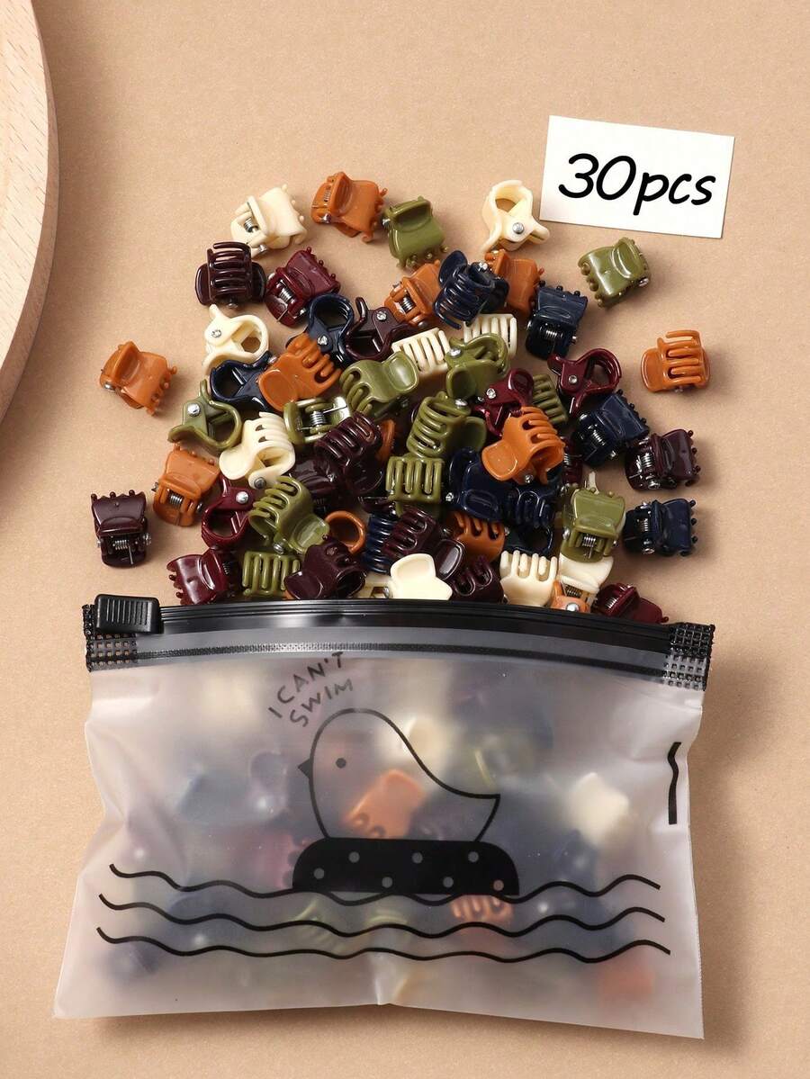 30个可爱花朵发夹,柔和色迷你爪夹,蝴蝶边发夹,随机颜色休闲发夹,发饰,发爪,学生用品,女士节日装扮发饰(随机颜色) - 彩色 - 查看 1