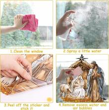 CCINEE 6 Sheets Christmas Nativity Window Clings For Glass Decorations, Double-Sided Jesus Nativity Scene Window Stickers Christian Religious Decals For Holiday Indoor Office  Decorations - Back - View 6