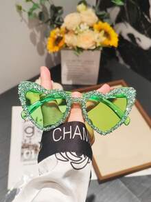 1 chiếc kính thời trang hình trái tim lấp lánh, trong suốt như thạch, thích hợp cho tiệc độc thân, đám cưới, sử dụng hàng ngày, hẹn hò ngày Valentine, lễ đính hôn. - Màu sắc phù hợp với màu khung - Xem 17