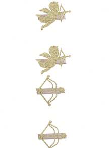 4件套情侣情人节发夹套装，心形玫瑰花图案，配套发夹 - 彩色 - 查看 10