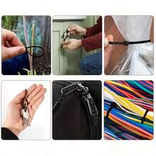 100根黑色加宽加厚自锁尼龙扎带，长300毫米，宽3毫米，塑料扎带，新型材料捆扎带，尼龙扎带，家用和办公塑料紧固件 - 彩色 - 查看 9