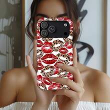 Red Lips And Leopard Print Kisses On White Background. Make A Statement With This Eye-Catching Glossy Phone Case! Crafted From High-Quality Materials, It Features A Scratch-Resistant Pattern That - màu đen - Xem 4