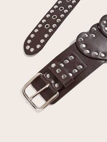 1pc Y2K Bohemian Heart Patchwork Buckle Belt, Punk Street Style Coffee Color, Suitable For Dresses, Pants, Casual Wear, Party, Hangout, Street, Date, Shopping, Rock, Festival Gift