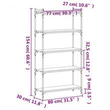 biblioteca vidaXL a 5 ebenex sonoma gris 80x30x154 cm - Gris - Ver 9