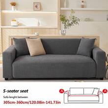 1件装现代简约全覆盖弹力防滑沙发套 - 四季通用提花天鹅绒保护套，宠物友好，防污防刮，适用于1-5座沙发（不含枕套） - 深灰色 - 查看 14