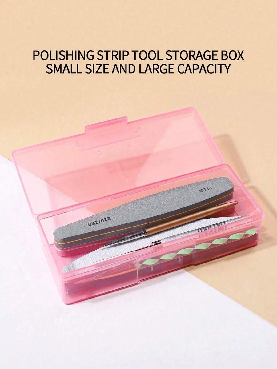 1pc Nail Care Storage Box, Nail Tool Storage Box That Can Hold Nail Files, Pens And Sponges, Ultraviolet Gel Pen, Portable Nail Tools Rectangular Jewelry Storage Box, Transparent Plastic Box For Nail Accessories And Nail Decorations, Nail Patch Storage Container Bag - Multicolor - View 1