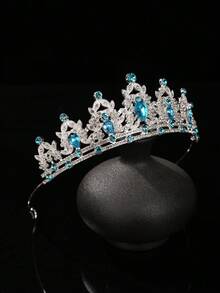 1 Stück Europäischer & Amerikanischer Mode Königin Krone und Diadem Prinzessinnenkrone, geeignet für Frauen und Mädchen, Kristall Haarband, passend für Bräute und Prinzessinnen, für Hochzeiten und Partys, Kronen, Kopfschmuck, Kostümkrone, Haarkranz, Kopfkranz, Accessoires - 4215 Silver Lake Blue - Übersicht 6
