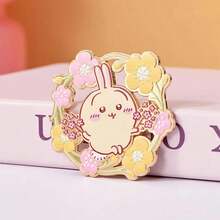 Miniso 1pc Qianchuan Series Rabbit & Sakura Flower Metal Fridge Magnet, Metal Material, Sakura Wreath Design, Strong Magnetic, Suitable For Fridge Decor, Cute Magnet - Multicolor - View 5