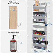 Hanging Behind Door Organizer, Organizer Box, Hanging Closet Storage Organizer, 5 Tier Hanging Behind Door Organizer With 10 Large Capacity Pockets, Anti-Tilt, Suitable For Bedroom, Bathroom, Pantry, New Year Gift, Holiday Gift-Gray (2-Pack) - 灰色(2pcs) - 查看 2