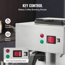 12 tazas cafetera de goteo comercial, cafetera con 3 carafas de vidrio y 3 placas más calientes, acero inoxidable para verter sobre la cervecera de café con ingesta de agua automática, para el restaurante de la oficina del café - Hay agua caliente - Ver 4