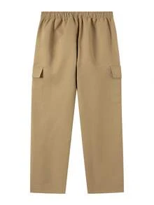Men's Loose Fit Cargo Pants With Pockets And Drawstring Waist, Solid Color Straight Leg Casual Trousers, Suitable For Outdoor, Great Gift For Husband Or Boyfriend Spring - 卡其色 - 查看 5