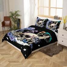 Star Moon Bedding Set King Size Mushroom Sugar Skull Duvet Cover 3pcs For Kids Girls Boys Youth Bedroom Decor Exotic Plants Comforter Cover Purple Flower Butterfly Quilt Cover,2 Pillowcases - ColorG - 查看 5