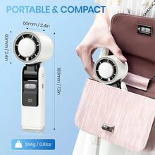 Portable Rechargeable Hand-Held Fan, 4000mAh Battery, 1-100 Adjustable Wind Speed, Beach Essential, Mini Cooling Hand Fan For Travel, Commute, Makeup, Office, Outdoor Activities, Summer, Gift - Multicolor - View 4