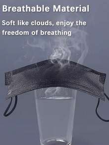 [50 Pieces ] Black And Pink Disposable Masks, 3-Layer Adult Masks, Elastic Earring Masks, Suitable For Home, Office, School, Outdoor, Disposable Ear Rack, Home, Travel, Office, School, Work, Outdoor - Black - View 8