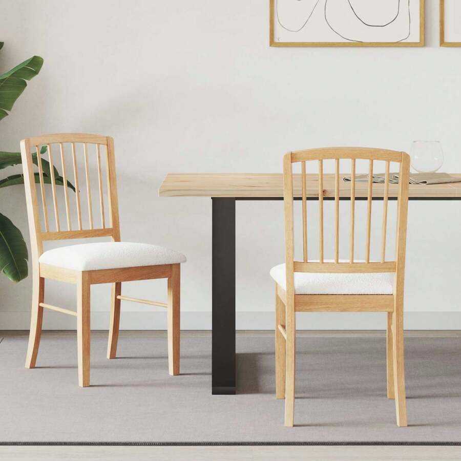 vidaXL Sedie da sala da pranzo 2 pz Naturali 50 x 52,5 x 91 cm - Castano - Visualizzare 1
