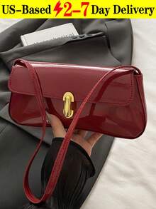 Vintage Faux Oiled Leather Flap Over Underarm Shoulder Bag For Women, Glossy Waxed-Finish PU Leather Shoulder Purse With Premium Hardware, Retro-Inspired Crossbody For Daily Commute,Outing, Party, Date Nights And Shopping, Quality Metal Accents Bag Fits Phone And Wallet In Burgundy, Black And Coffee Brown,Perfect Thanksgiving & Christmas Gift[US Local Warehouse] - 彩色 - 查看 1