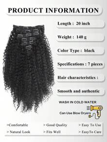 20 Inch Clip-In Wig - 140g Heat Resistant Synthetic Hair Black/Ombre Clip-In Curly Hair Extensions (7pcs Set) - Multicolor - View 6