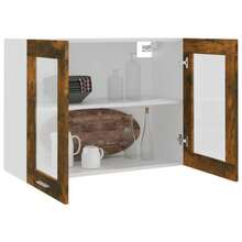 vidaXL Vetrina sospesa "Lyon" Chêne fumé 80 x 31 x 60 cm Bois d'ingénierie - Castano - Visualizzare 7
