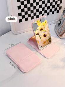 Espejo de maquillaje plegable portátil, espejo compacto de piel sintética (PU), adecuado como regalo, esencial para viajes, necesidad cosmética, fácil de almacenar, ideal para cumpleaños, graduación, Halloween, regalos de Navidad, decoración de sala de maquillaje - Multicolor - Ver 8