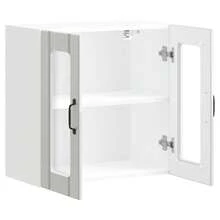 vidaXL Armadio murale da cucina con porte vitrée "Lucca" Bois d'ingénierie blanc brillante - Bianco - Visualizzare 7