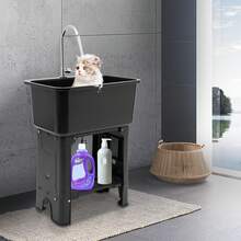 Utility Sink Space Saver Laundry Tub With Faucet, Freestanding Laundry Sink Garage Sink With Storage Shelf Kitchen Counter - mặc định - Xem 5
