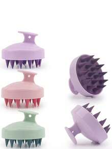 1pc New Silicone Shampoo Brush, Hand-Held Home Use Scalp Massage Brush, Wet & Dry Use ,Hair Styling Kit ,Hair Tool - Mauve Purple - View 6