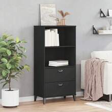 vidaXL Bibliothèque VIKEN negro 60x35x123 cm madera ingeniería - Negro - Ver 3