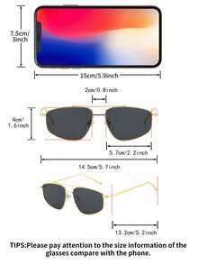 1 Pair Women's Gold Aviator Metal Frame Double Bridge Retro Stylish Fashion Glasses - Gold - View 4