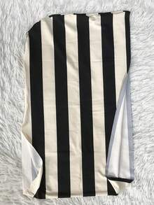 1件条纹印花头巾式发带，带衬里 - 黑咖條紋 - 查看 3