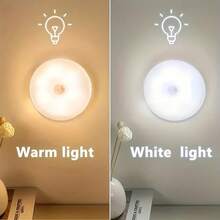 HYUNDAI Dimmable Motion Sensor Night Light, Magnetic Ceiling/Wall Mounted LED Lamp, Battery Powered (USB Rechargeable), Suitable For Bedroom, Hallway, Cabinet Etc. - Warm White, Auto-Off - White - View 4