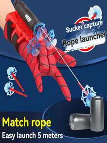 Spider Web Shooter Gloves, 5M Rope Gloves Toy Launcher, Funny Capture Toy Gloves With Button On Palm To Shoot Suction Cup Web Bullets, Become A Superhero And "Save The City" - Multicolor - View 4
