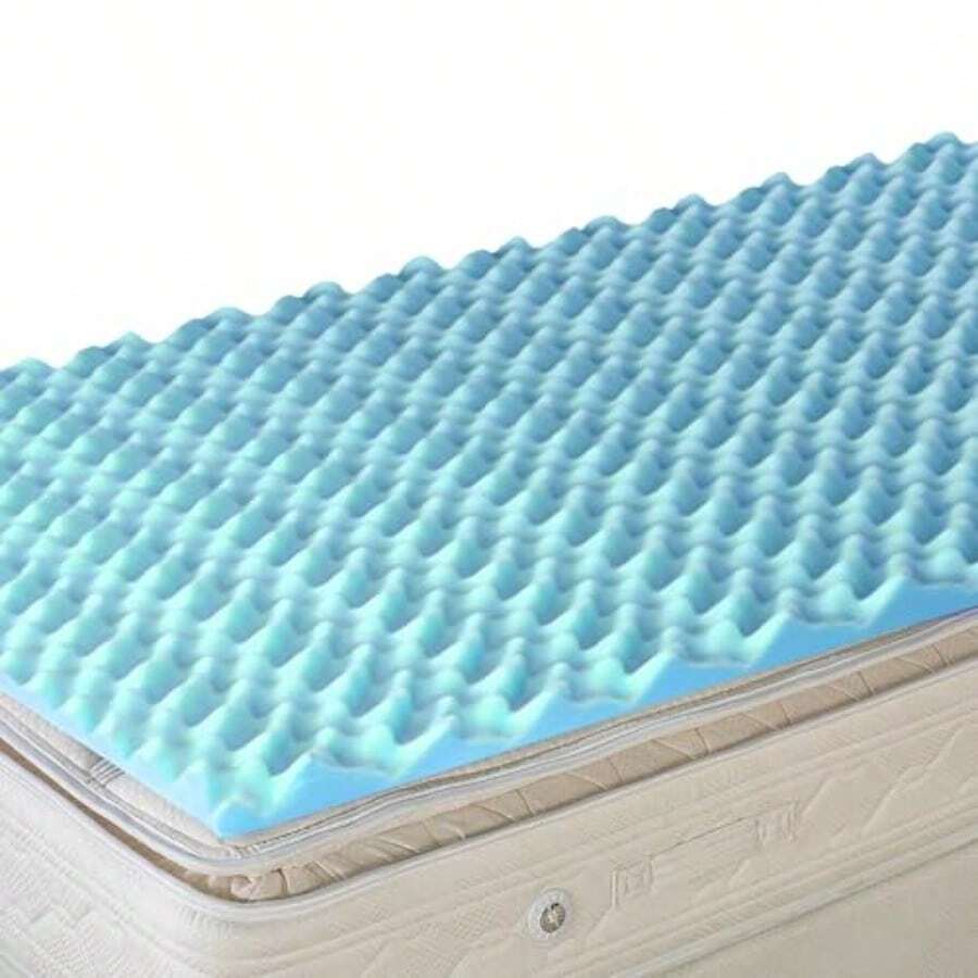 Foam Mattress Topper Egg Crate Foam Pad Mattress Pad And Bed Topper For Support Air Circulation Pressure Relief And Weight Distribution Twin Size Mattress 33 X 72 X 2 Blue - 39 X 80 X 2 Inches - View 1