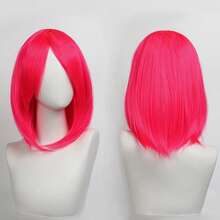 Karida 14-Inch Synthetic Fiber Cosplay Wig With Bangs, Layered Straight Hair, Unisex Cosplay Wig, High Density, Natural-Looking Cosplay Wig For Men And Women