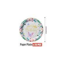Flower Border, Butterfly & Crown Happy Birthday Disposable Plates, Napkins, Cups - One-Time Party Supplies Set For 25 Guests, Disposable Paper Plates Party Tableware Suitable For Birthday, Wedding, Theme Party, Family Picnic - Multicolor - View 7