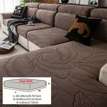 1pc Leaf Design Sofa Slipcover, High-End Non-Slip Living Room Couch Cover, Machine/Hand Washable, Pet-Friendly, Suitable For All Seasons, Home, Kitchen, Bedroom, Office Use - Brown - View 10