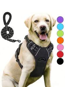 Anti-Pull Dog Harness With Dual Leash Clips, Adjustable Soft Thick Reflective Oxford Cloth Vest (Prevents Choking), Easy-Grip Handle - Suitable For All Dog Sizes. Please Confirm Size Before Ordering! (Harness Only, Leash Sold Separately!) - Multicolor - View 1