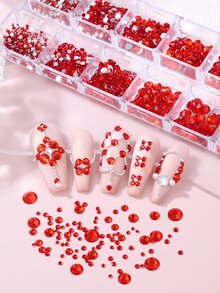 12 ô đính đá lấp lánh màu đỏ dùng trang trí móng tay, phụ kiện móng tay lấp lánh cho ngày Valentine, 6 kích cỡ, mặt phẳng màu đỏ, trang sức móng tay cho năm mới, ngày lễ, đá quý lấp lánh, đồ dùng làm móng tự chế, dụng cụ làm móng tại salon. - Đỏ - Xem 4