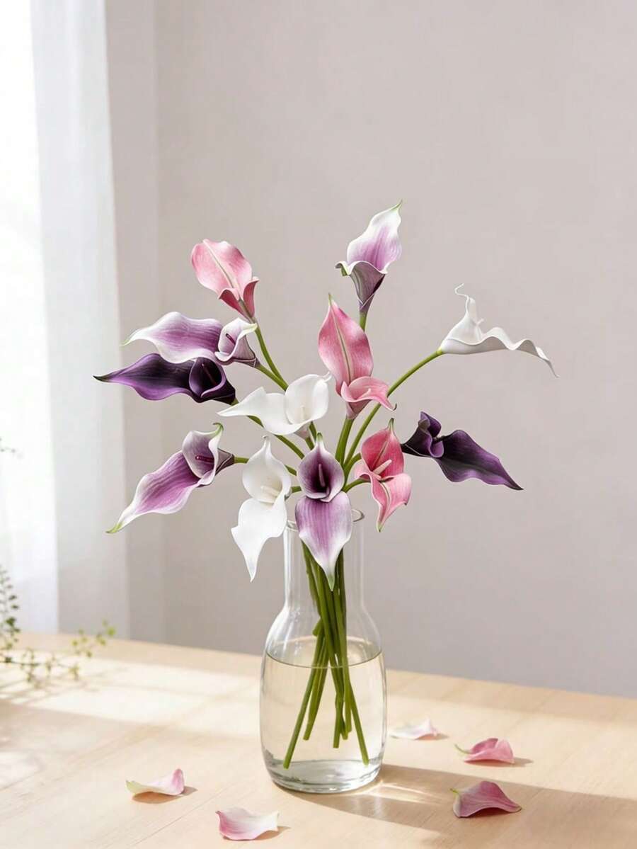 5pcs High Quality Artificial Calla Lily Flowers Home Decor, Living Room Floral Decoration, Fake Flowers Garden Party Decor, Artificial Flower & Plant, Suitable For Valentine's Day Gift, Birthday Party, Wedding Decoration, Bouquet Making, Spring Festival Decor - Multicolor - View 1