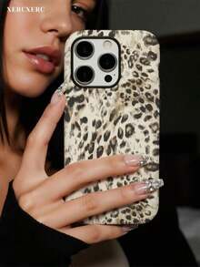xercxerc Leopard Print Pattern 2-In-1 Hard PC + Soft TPU Case With Large Window And Drop Protection For  17, 11 12 13 14 15 16 17 Pro, Pro Max,PM,, And Air - Weiss - Übersicht 5
